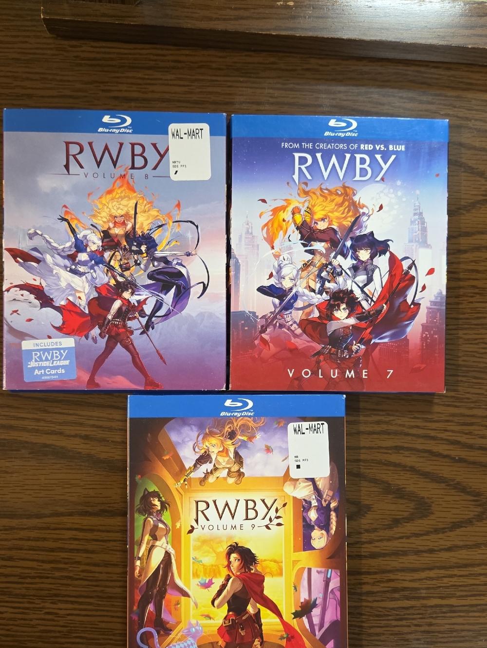 RWBY Blu-ray Volumes 7, 8 & 9 - Red, Gold, Purple Artwork